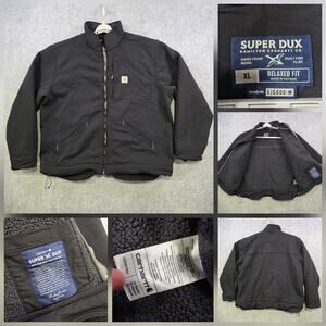Carhartt Super Dux Jacket Mens XL Black Relaxed Fit Sherpa Lined Work 105000